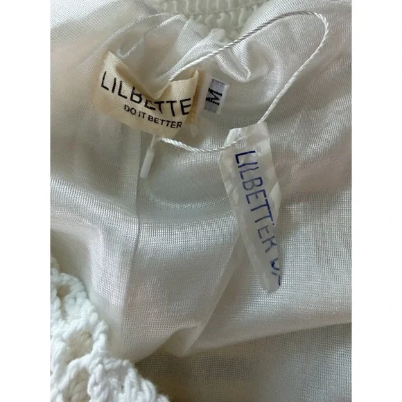 NWT Lilbetter White Maxi Halter Dress Medium Crochet Boho Festival Beach - Picture 6 of 8